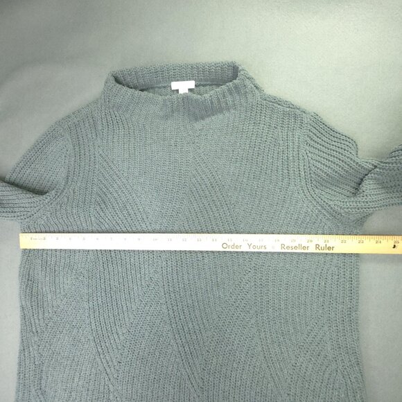 J Jill Sweater Women L Sage Green Chenille Mock Neck Pullover Chunky Plush Tunic - Picture 7 of 11